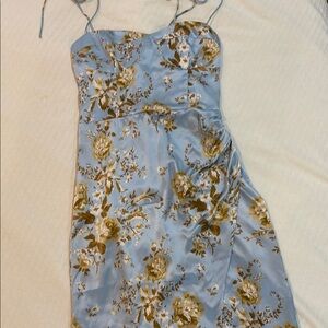Reformation Marguerite Floral Blue Dress